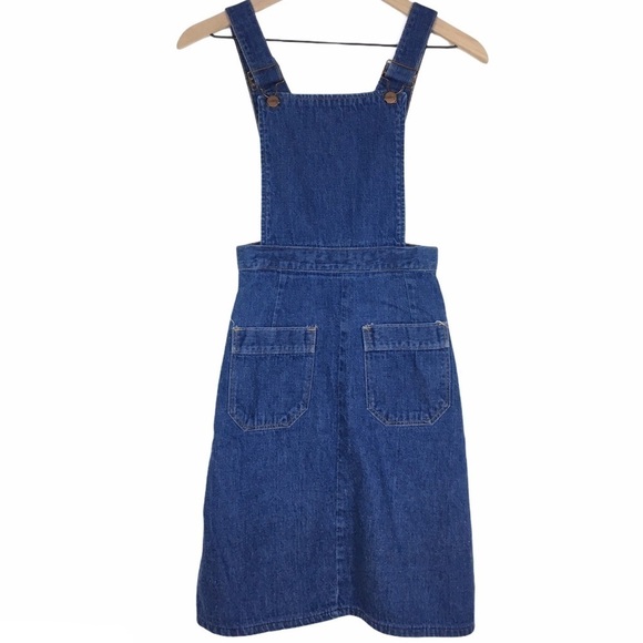 VINTAGE Maverick Denim Bib Overall Dress Pinafore Jumper Retro Western Size 5/6 - Picture 1 of 8